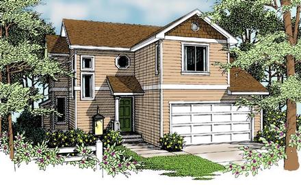 Narrow Lot Traditional Elevation of Plan 90727