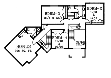 House Plan 90729 Second Level Plan