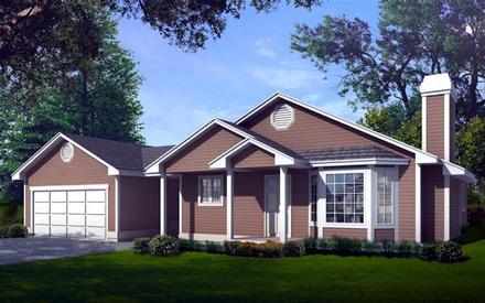 One-Story Ranch Traditional Elevation of Plan 90731