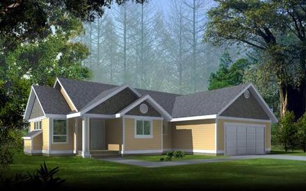 One-Story Ranch Traditional Elevation of Plan 90732