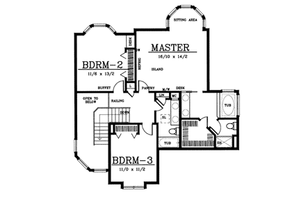 House Plan 90733 Second Level Plan