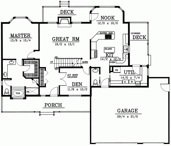 Country Farmhouse Level One of Plan 90742