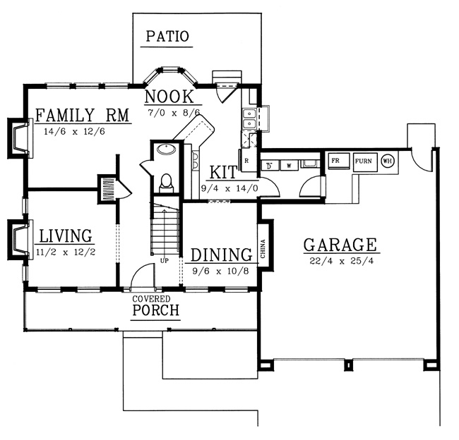 Country Farmhouse Level One of Plan 90743