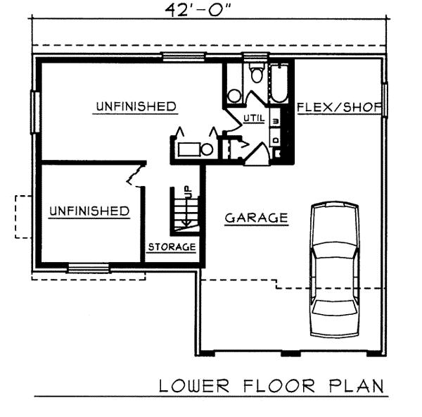 One-Story Traditional Lower Level of Plan 90745