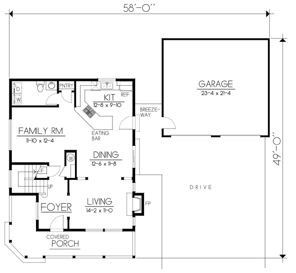 Country Farmhouse Level One of Plan 90752