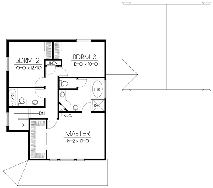 House Plan 90752 Second Level Plan