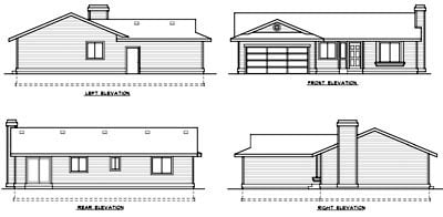 Ranch Rear Elevation of Plan 90754