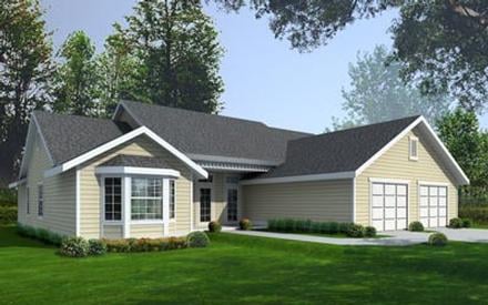 Ranch Elevation of Plan 90755