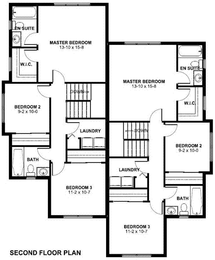 Multi-Family Plan 90811 Second Level Plan