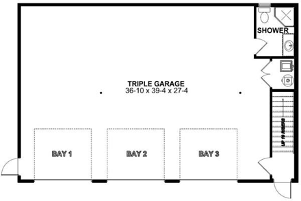 Garage Plan 90833 - 3 Car Garage Apartment First Level Plan