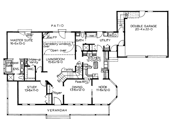 Country Farmhouse Southern Level One of Plan 90838