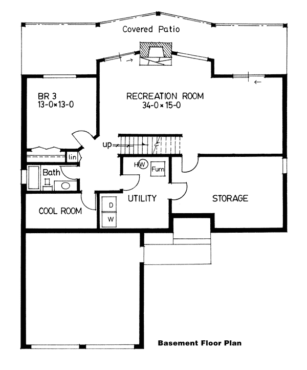 Ranch Lower Level of Plan 90849