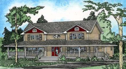 Country Farmhouse Elevation of Plan 90860