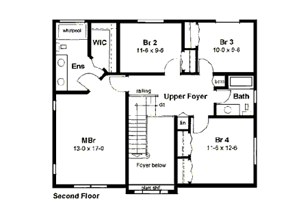 House Plan 90871 Second Level Plan