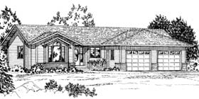 Ranch Elevation of Plan 90874