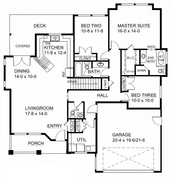 Colonial Craftsman Traditional Level One of Plan 90878