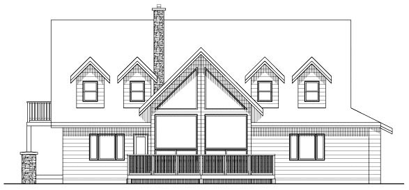 Country Traditional Rear Elevation of Plan 90879