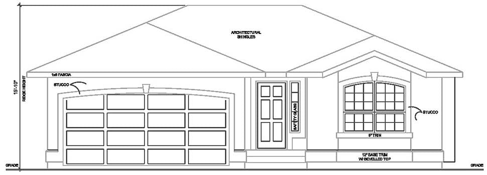 Traditional Plan with 1176 Sq. Ft., 2 Bedrooms, 2 Bathrooms, 2 Car Garage Picture 4