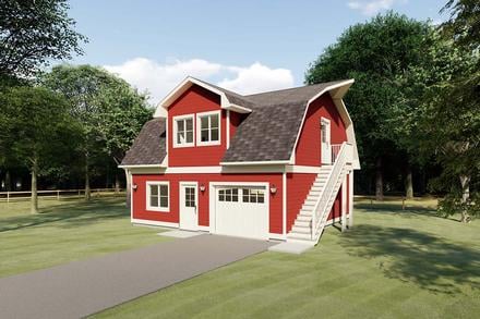 Garage Plan 90884 - 1 Car Garage Apartment Elevation