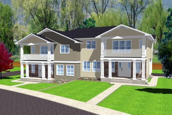 Multi-Family Plan 90888 Elevation