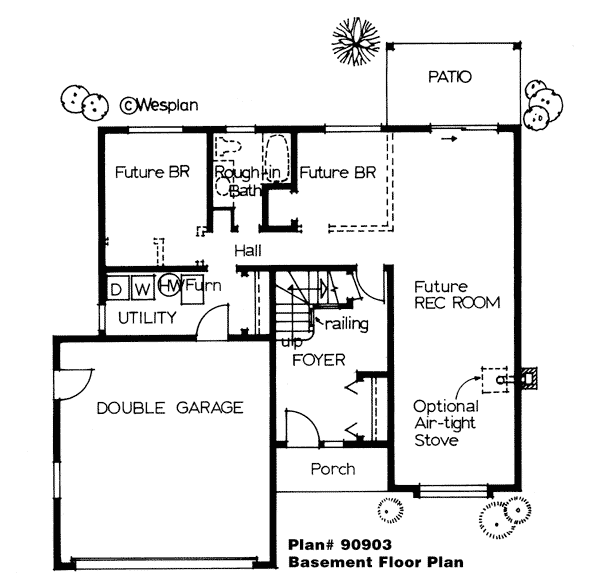 Contemporary Traditional Lower Level of Plan 90903
