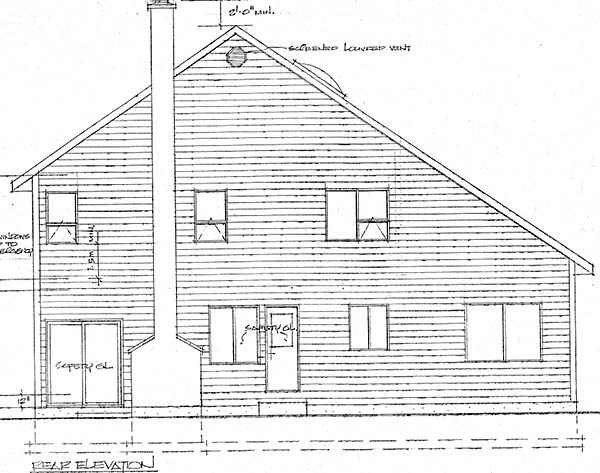 Contemporary Traditional Rear Elevation of Plan 90910
