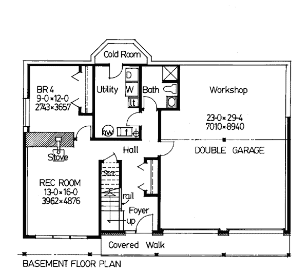 Traditional Lower Level of Plan 90922