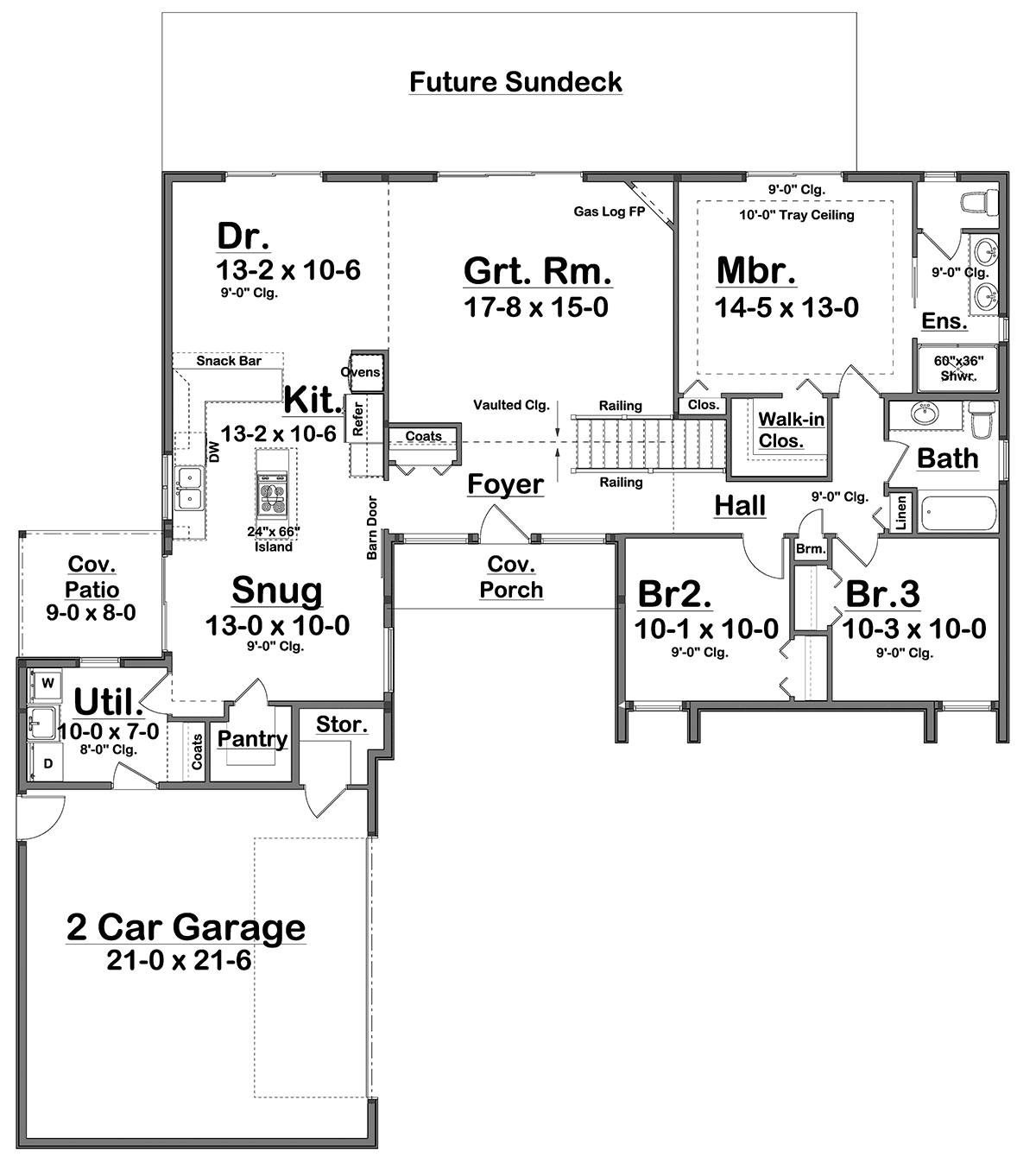 Contemporary Ranch Level One of Plan 90926