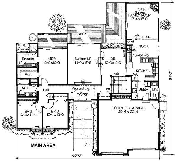 Ranch Traditional Level One of Plan 90947