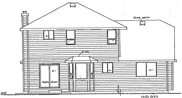 Contemporary Rear Elevation of Plan 90961