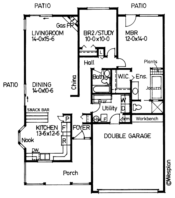 One-Story Ranch Level One of Plan 90963