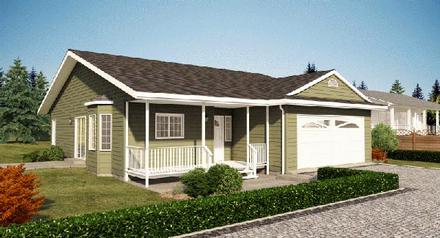 One-Story Ranch Elevation of Plan 90963