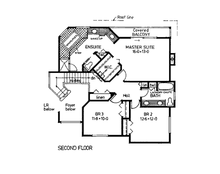House Plan 90966 Second Level Plan