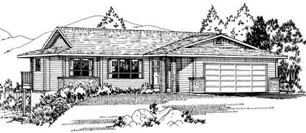 Ranch Southwest Elevation of Plan 90984
