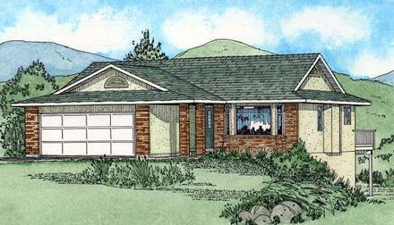 Ranch Southwest Elevation of Plan 90987