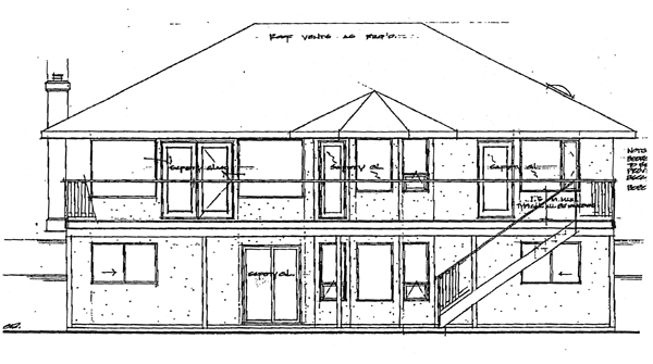 Southwest Rear Elevation of Plan 90990