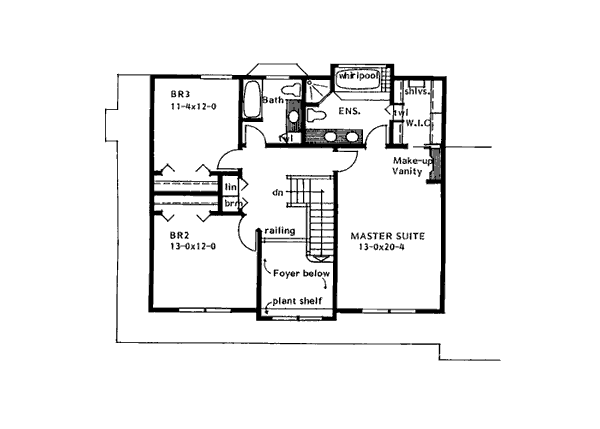 Country Farmhouse Level Two of Plan 90991