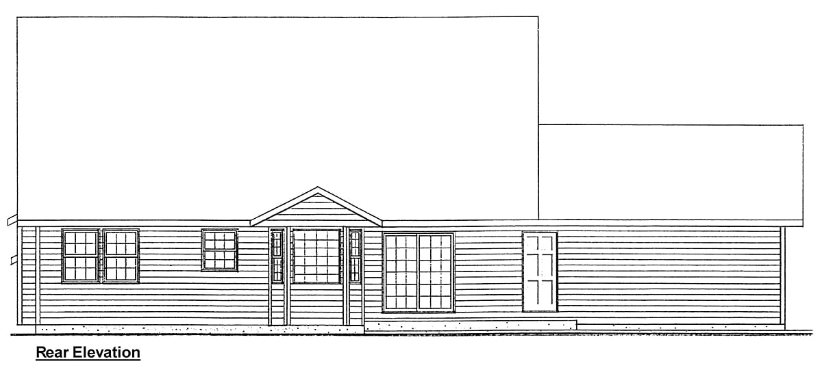 Cape Cod Country Rear Elevation of Plan 90992