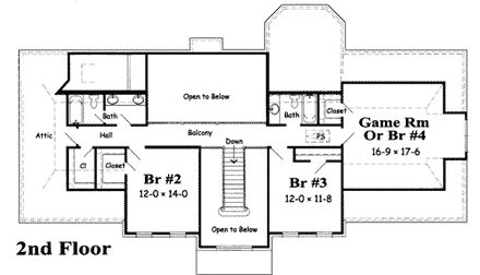 House Plan 91110 Second Level Plan