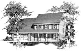 Colonial Country Elevation of Plan 91150