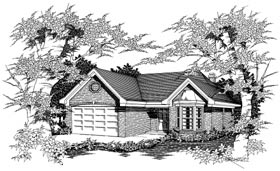 One-Story Ranch Elevation of Plan 91155