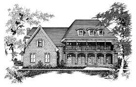 Colonial European Elevation of Plan 91166