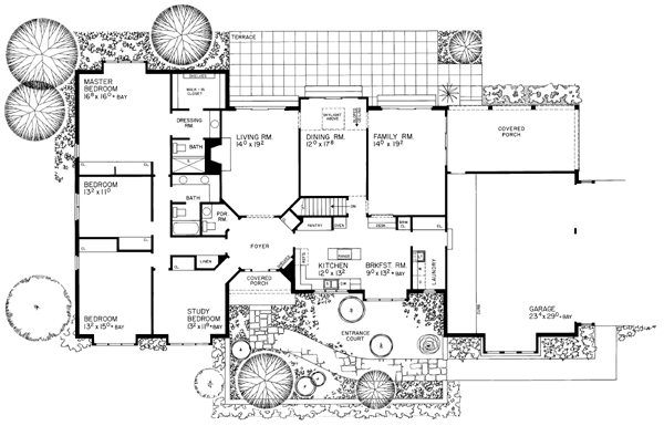 One-Story Ranch Level One of Plan 91201