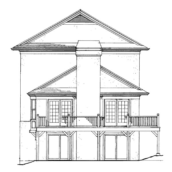 Traditional Rear Elevation of Plan 91243