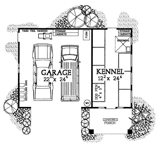 2 Car Garage Apartment Plan 91249 Level One