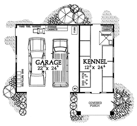 Garage Plan 91250 - 2 Car Garage Apartment First Level Plan