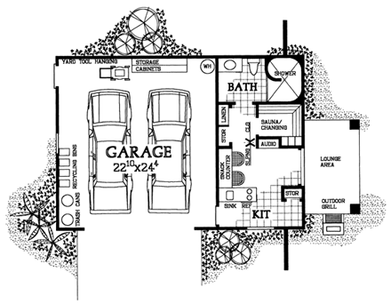 Garage Plan 91257 - 2 Car Garage Apartment First Level Plan