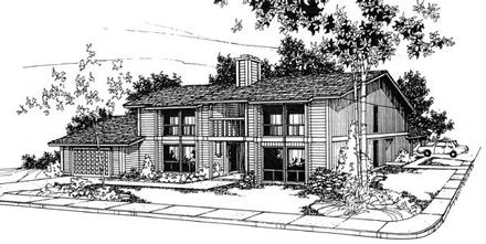 Contemporary Elevation of Plan 91330