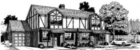 Tudor Elevation of Plan 91334