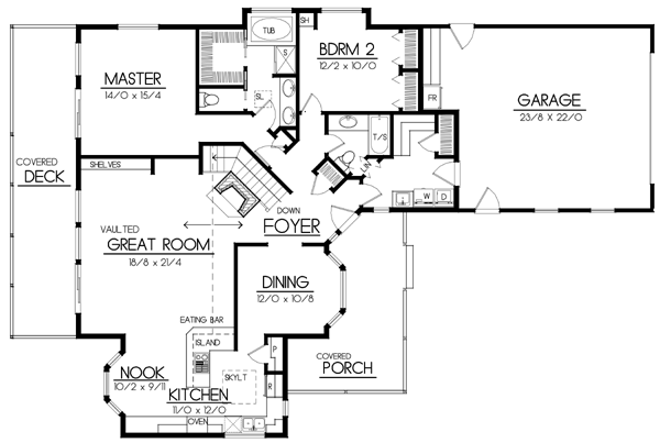 Country One-Story Ranch Level One of Plan 91601